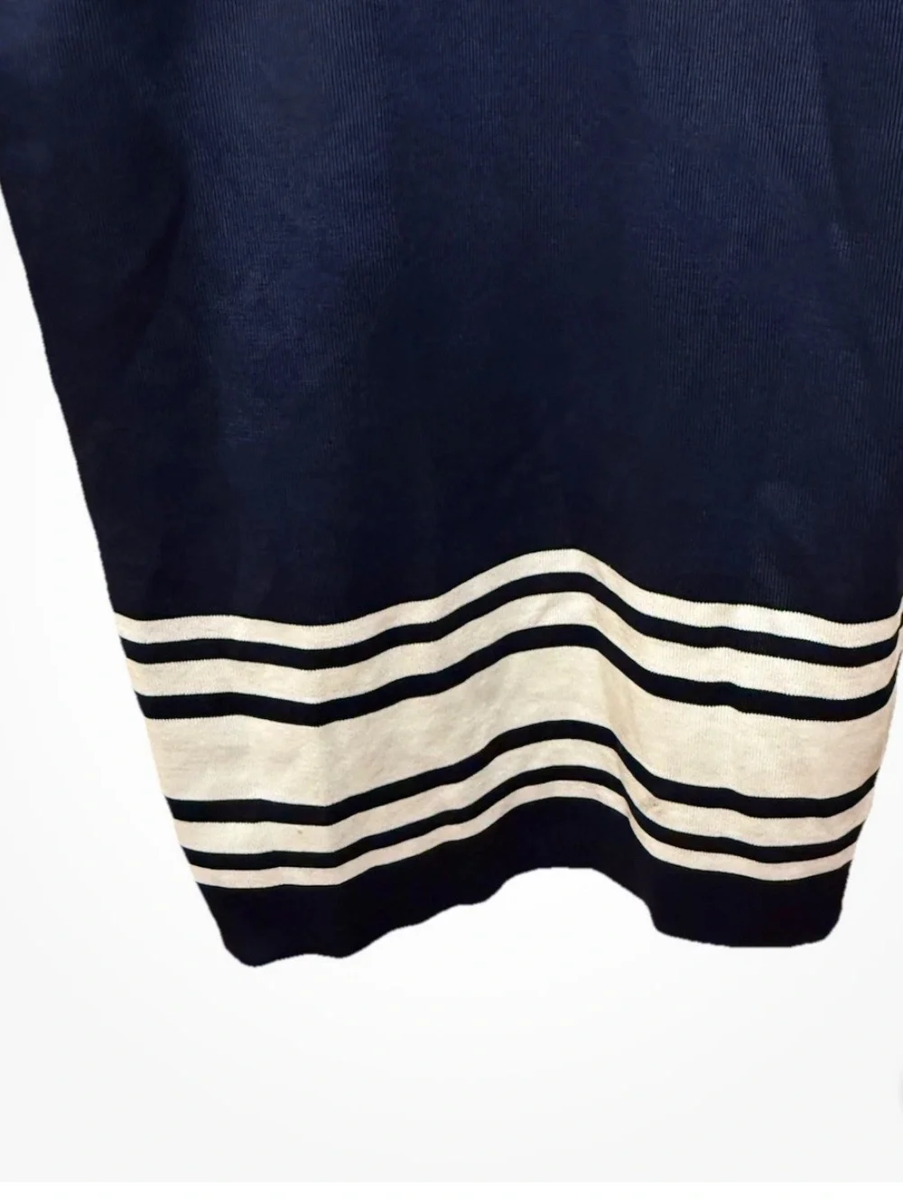 Lauren Ralph Lauren Open Cardigan Long SM Navy White Stripe Solid NWT MSRP $225 - Picture 12 of 15